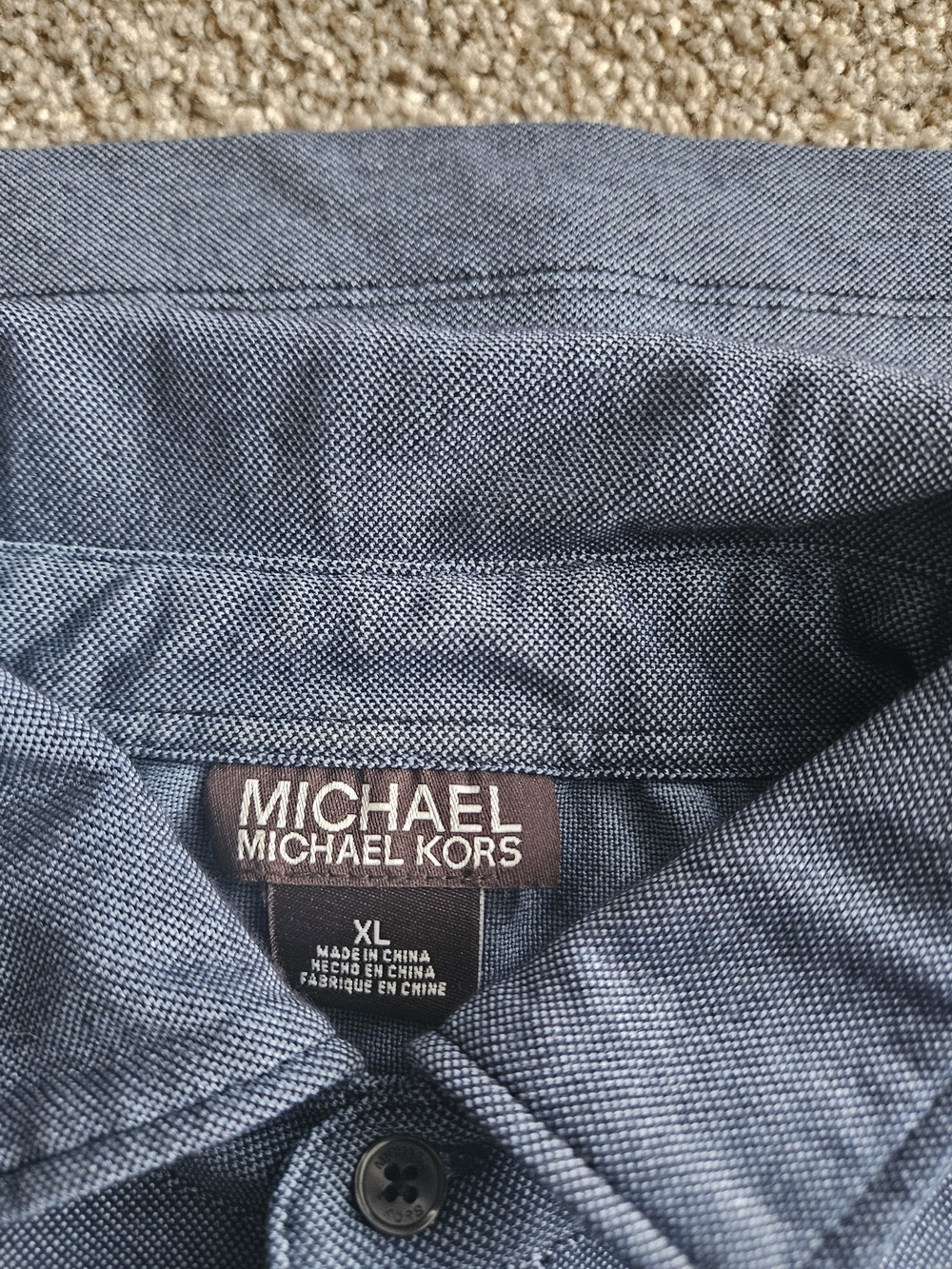 Michael Kors Men's Blue Button-Up Shirt